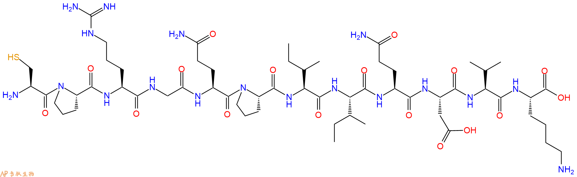 专肽生物产品H2N-Cys-Pro-Arg-Gly-Gln-Pro-Ile-Ile-Gln-Asp-Val-Lys-OH