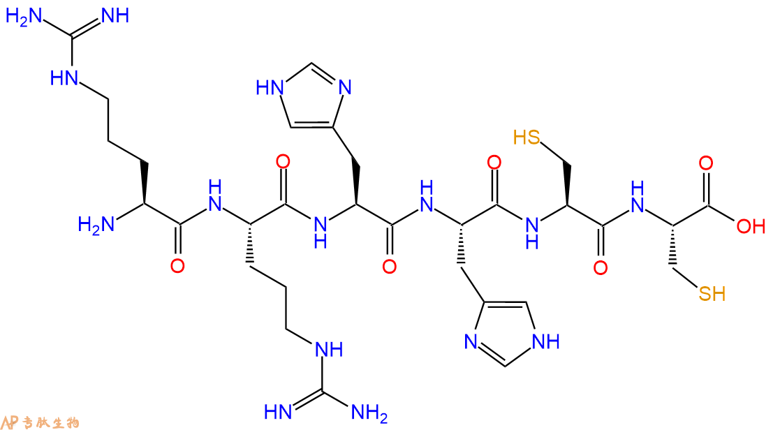 专肽生物产品H2N-Arg-Arg-His-His-Cys-Cys-OH