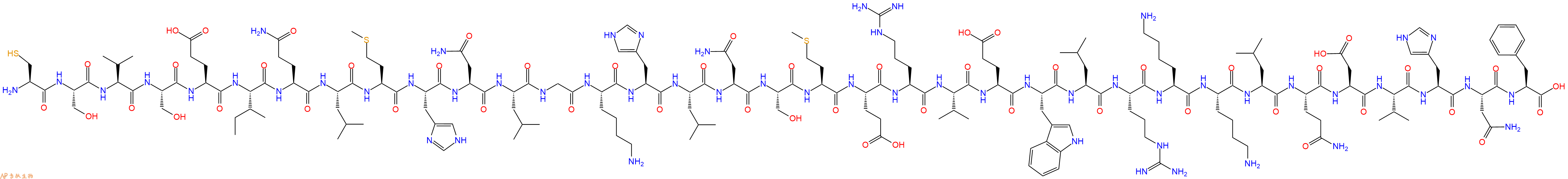 专肽生物产品H2N-Cys-Ser-Val-Ser-Glu-Ile-Gln-Leu-Met-His-Asn-Leu-Gly-Lys-His-Leu-Asn-Ser-Met-Glu-Arg-Val-Glu-Trp-Leu-Arg-Lys-Lys-Leu-Gln-Asp-Val-His-Asn-Phe-OH