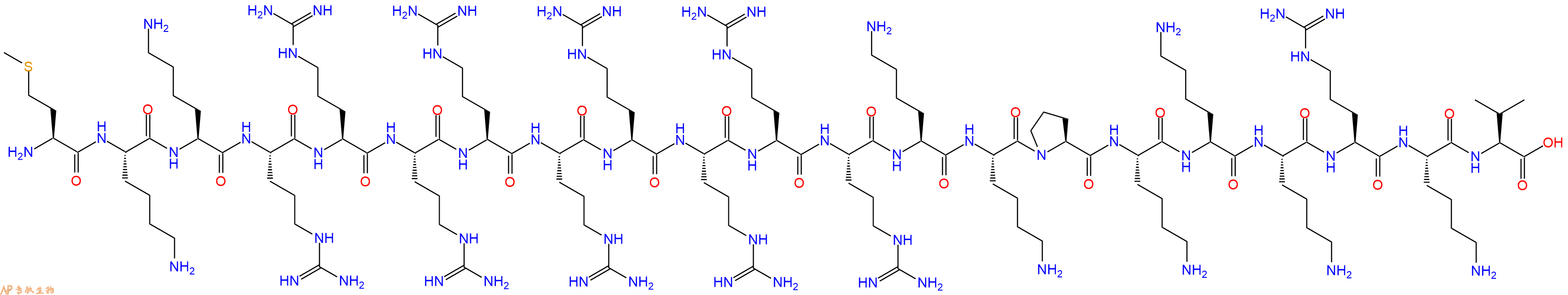 专肽生物产品H2N-Met-Lys-Lys-Arg-Arg-Arg-Arg-Arg-Arg-Arg-Arg-Arg-Lys-Lys-Pro-Lys-Lys-Lys-Arg-Lys-Val-OH