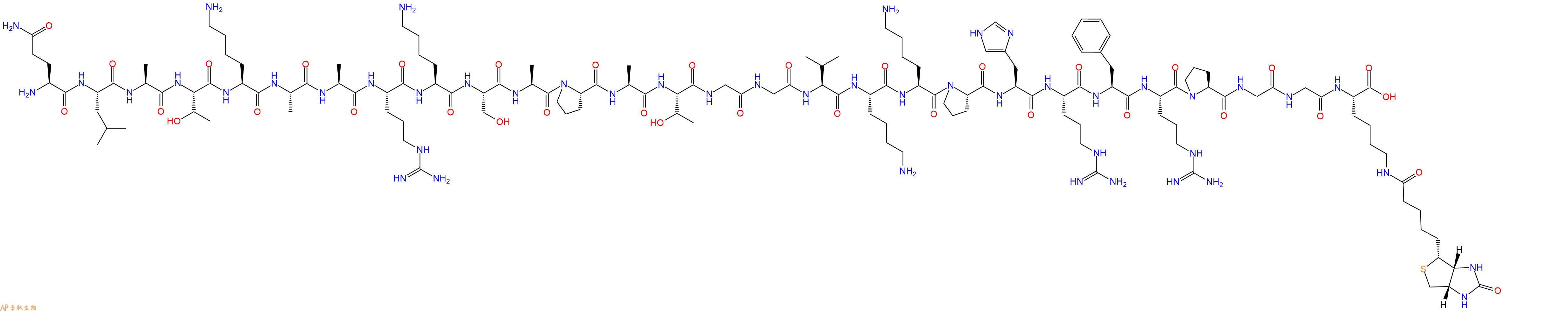 专肽生物产品H2N-Gln-Leu-Ala-Thr-Lys-Ala-Ala-Arg-Lys-Ser-Ala-Pro-Ala-Thr-Gly-Gly-Val-Lys-Lys-Pro-His-Arg-Phe-Arg-Pro-Gly-Gly-Lys(Biotin)-OH