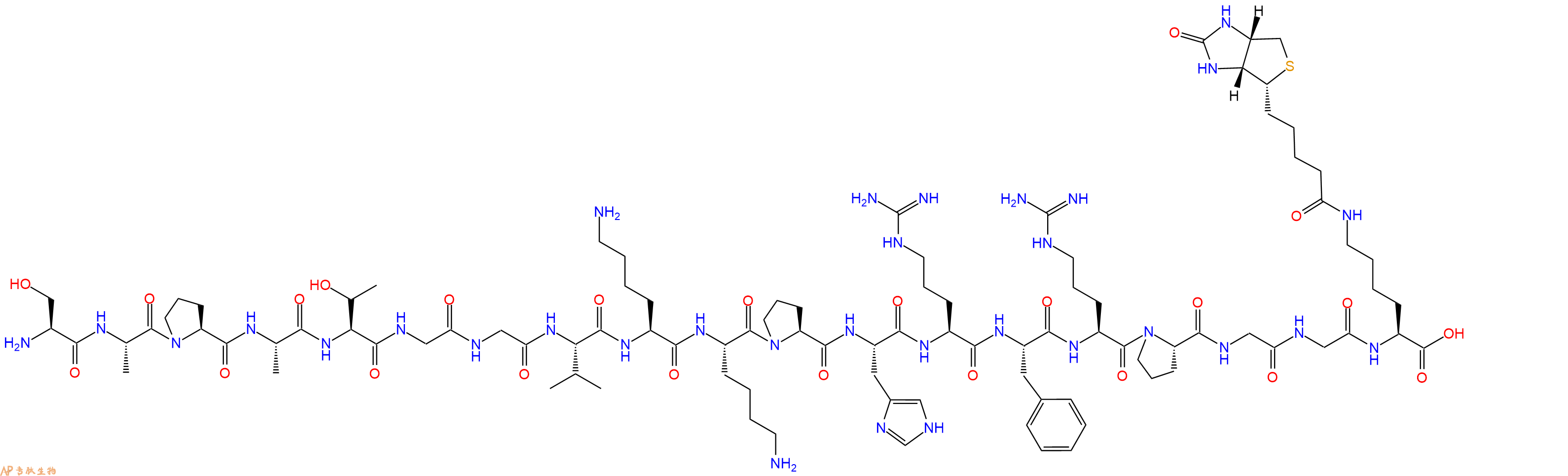 专肽生物产品H2N-Ser-Ala-Pro-Ala-Thr-Gly-Gly-Val-Lys-Lys-Pro-His-Arg-Phe-Arg-Pro-Gly-Gly-Lys(Biotin)-OH