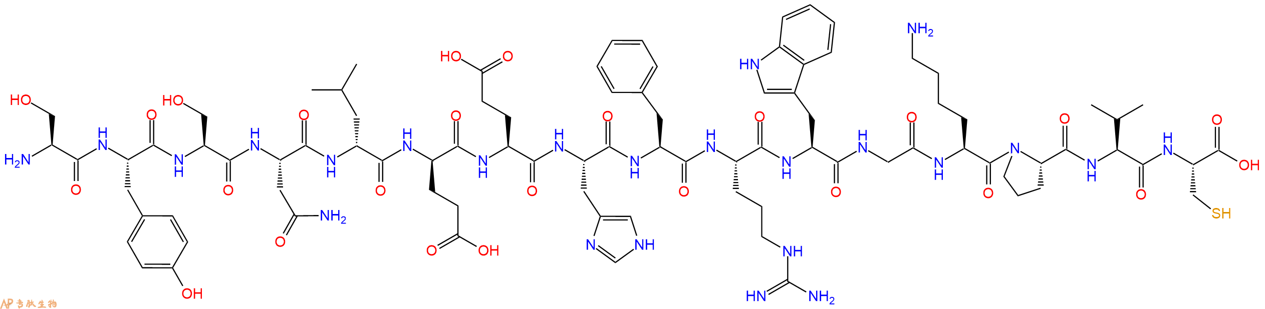 专肽生物产品H2N-Ser-Tyr-Ser-Asn-DLeu-DGlu-Glu-His-Phe-Arg-Trp-Gly-Lys-Pro-Val-Cys-OH