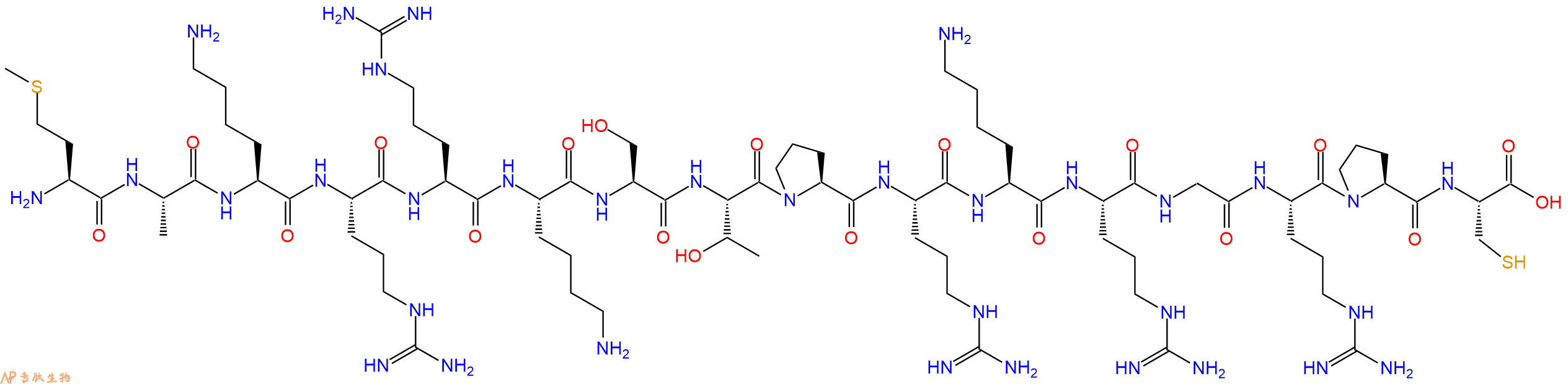 专肽生物产品H2N-Met-Ala-Lys-Arg-Arg-Lys-Ser-Thr-Pro-Arg-Lys-Arg-Gly-Arg-Pro-Cys-OH