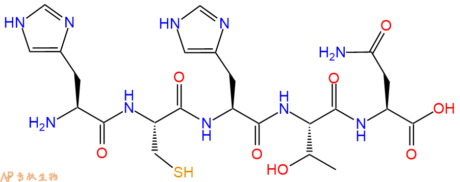 专肽生物产品H2N-His-Cys-His-Thr-Asn-OH