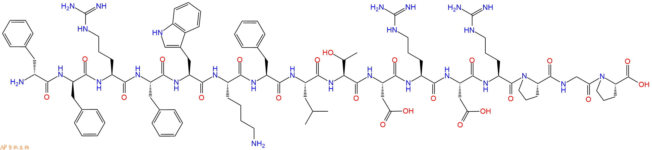 专肽生物产品H2N-DPhe-DPhe-Arg-Phe-Trp-Lys-Phe-Leu-Thr-Asp-Arg-Asp-Arg-Pro-Gly-Pro-OH