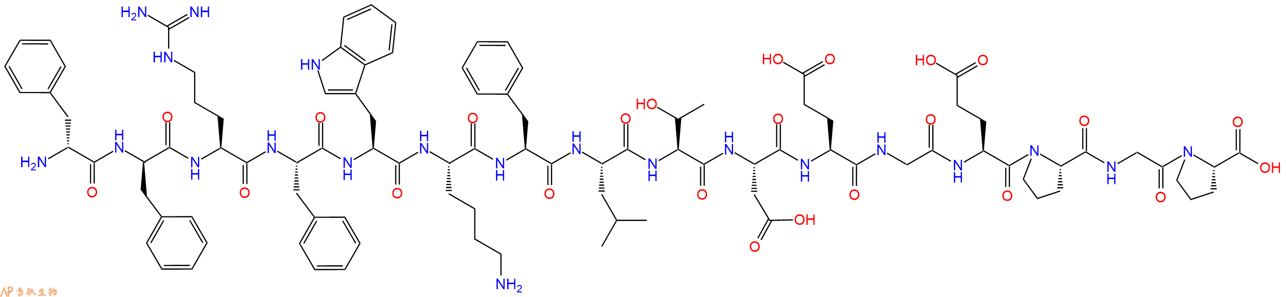 专肽生物产品H2N-DPhe-DPhe-Arg-Phe-Trp-Lys-Phe-Leu-Thr-Asp-Glu-Gly-Glu-Pro-Gly-Pro-OH