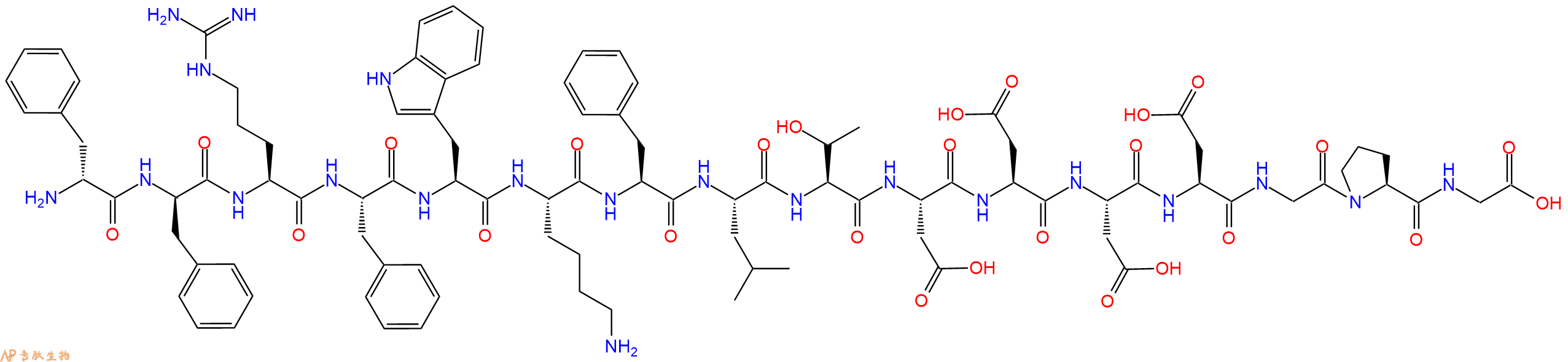 专肽生物产品H2N-DPhe-DPhe-Arg-Phe-Trp-Lys-Phe-Leu-Thr-Asp-Asp-Asp-Asp-Gly-Pro-Gly-OH