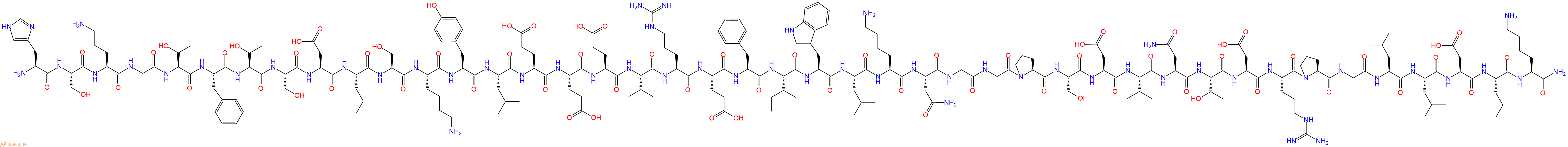 专肽生物产品H2N-His-Ser-Orn-Gly-Thr-Phe-Thr-Ser-Asp-Leu-Ser-Lys-Tyr-Leu-Glu-Glu-Glu-Val-Arg-Glu-Phe-Ile-Trp-Leu-Lys-Asn-Gly-Gly-Pro-Ser-Asp-Val-Asn-Thr-Asp-Arg-Pro-Gly-Leu-Leu-Asp-Leu-Lys-NH2