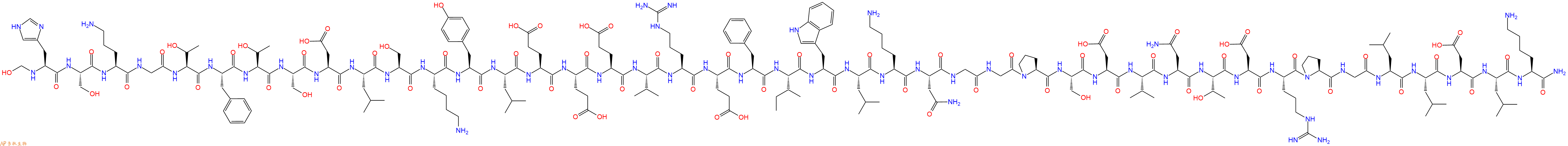 专肽生物产品HO-His-Ser-Orn-Gly-Thr-Phe-Thr-Ser-Asp-Leu-Ser-Lys-Tyr-Leu-Glu-Glu-Glu-Val-Arg-Glu-Phe-Ile-Trp-Leu-Lys-Asn-Gly-Gly-Pro-Ser-Asp-Val-Asn-Thr-Asp-Arg-Pro-Gly-Leu-Leu-Asp-Leu-Lys-NH2