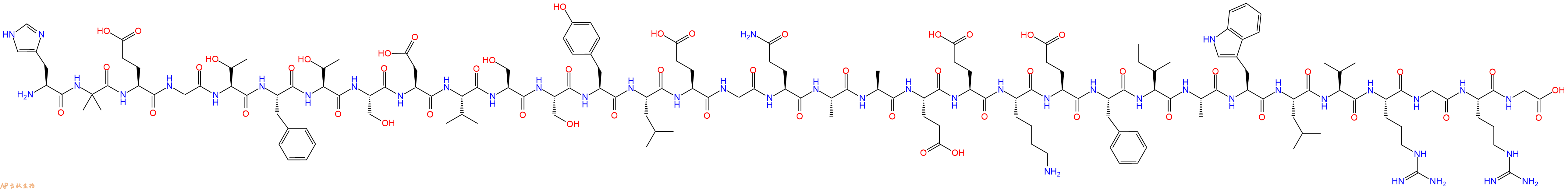 专肽生物产品H2N-His-Aib-Glu-Gly-Thr-Phe-Thr-Ser-Asp-Val-Ser-Ser-Tyr-Leu-Glu-Gly-Gln-Ala-Ala-Glu-Glu-Lys-Glu-Phe-Ile-Ala-Trp-Leu-Val-Arg-Gly-Arg-Gly-OH