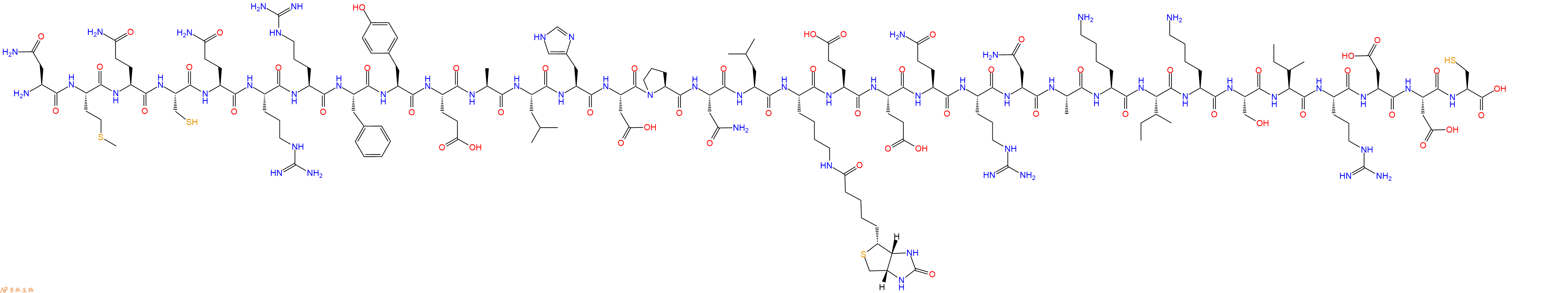 专肽生物产品H2N-Asn-Met-Gln-Cys-Gln-Arg-Arg-Phe-Tyr-Glu-Ala-Leu-His-Asp-Pro-Asn-Leu-Lys(Biotin)-Glu-Glu-Gln-Arg-Asn-Ala-Lys-Ile-Lys-Ser-Ile-Arg-Asp-Asp-Cys-OH