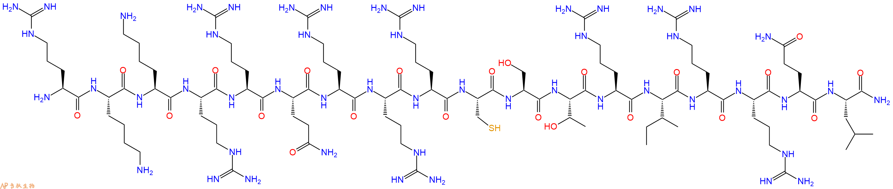 专肽生物产品H2N-Arg-Lys-Lys-Arg-Arg-Gln-Arg-Arg-Arg-Cys-Ser-Thr-Arg-Ile-Arg-Arg-Gln-Leu-NH2