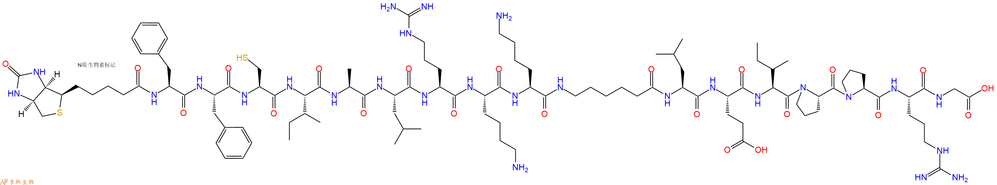 专肽生物产品Biotinyl-Phe-Phe-Cys-Ile-Ala-Leu-Arg-Lys-Lys-Ahx-Leu-Glu-Ile-Pro-Pro-Arg-Gly-OH