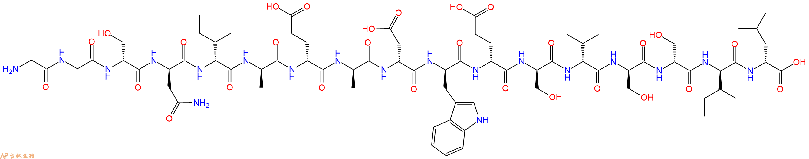 专肽生物产品H2N-Gly-Gly-DSer-DAsn-DIle-DAla-DGlu-DAla-DAsp-DTrp-DGlu-DSer-DVal-DSer-DSer-DIle-DLeu-OH