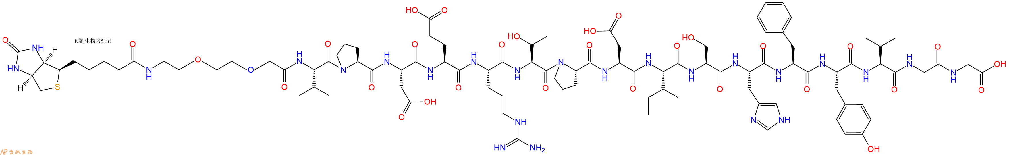 专肽生物产品Biotinyl-PEG2-Val-Pro-Asp-Glu-Arg-Thr-Pro-Asp-Ile-Ser-His-Phe-Tyr-Val-Gly-Gly