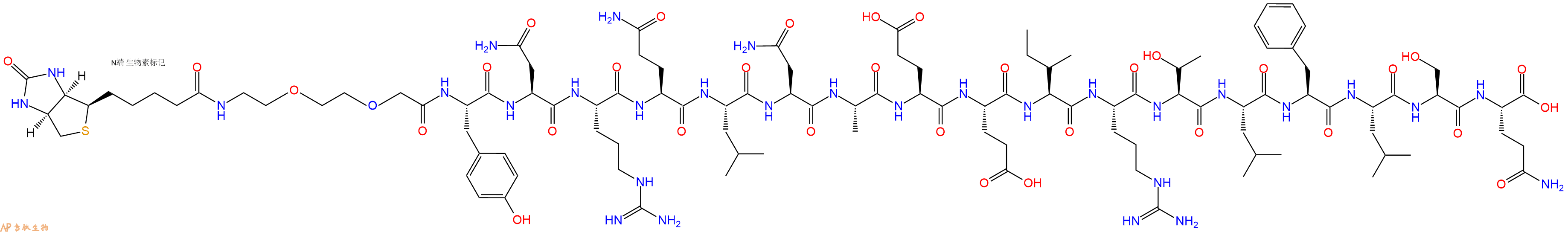 专肽生物产品Biotinyl-PEG2-Tyr-Asn-Arg-Gln-Leu-Asn-Ala-Glu-Glu-Ile-Arg-Thr-Leu-Phe-Leu-Ser-Gln