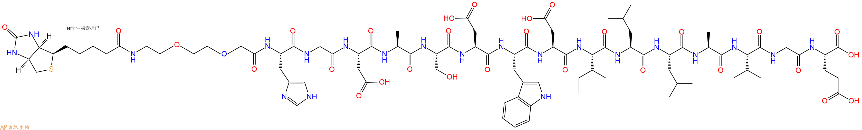 专肽生物产品Biotinyl-PEG2-His-Gly-Asp-Ala-Ser-Asp-Trp-Asp-Ile-Leu-Leu-Ala-Val-Gly-Glu