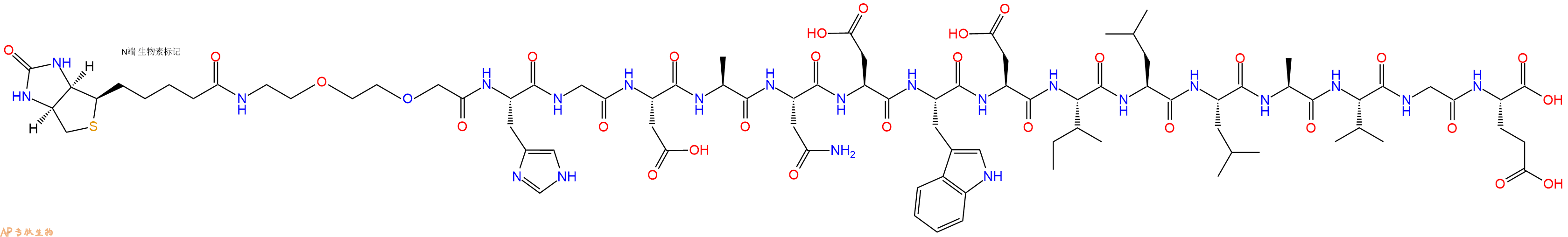 专肽生物产品Biotinyl-PEG2-His-Gly-Asp-Ala-Asn-Asp-Trp-Asp-Ile-Leu-Leu-Ala-Val-Gly-Glu