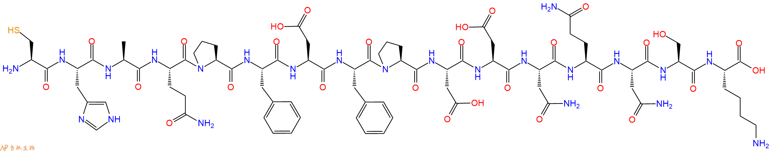 专肽生物产品H2N-Cys-His-Ala-Gln-Pro-Phe-Asp-Phe-Pro-Asp-Asp-Asn-Gln-Asn-Ser-Lys-OH