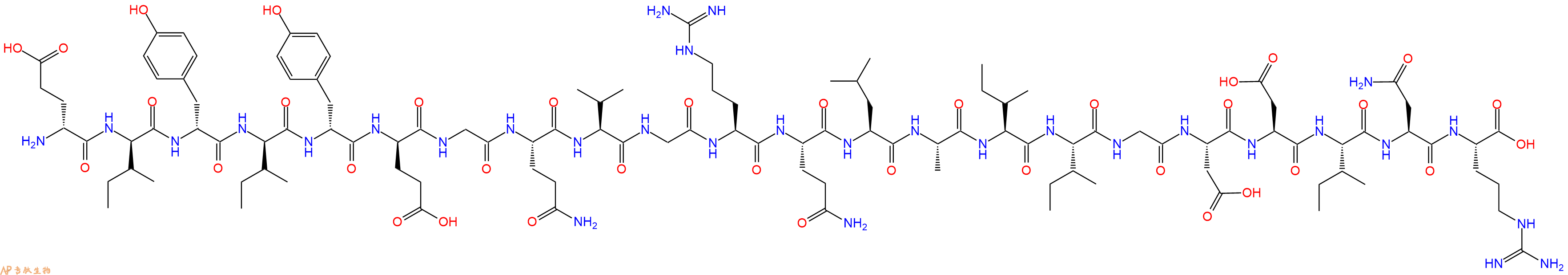 专肽生物产品H2N-DGlu-DIle-DTyr-DIle-DTyr-DGlu-Gly-Gln-Val-Gly-Arg-Gln-Leu-Ala-Ile-Ile-Gly-Asp-Asp-Ile-Asn-Arg-OH