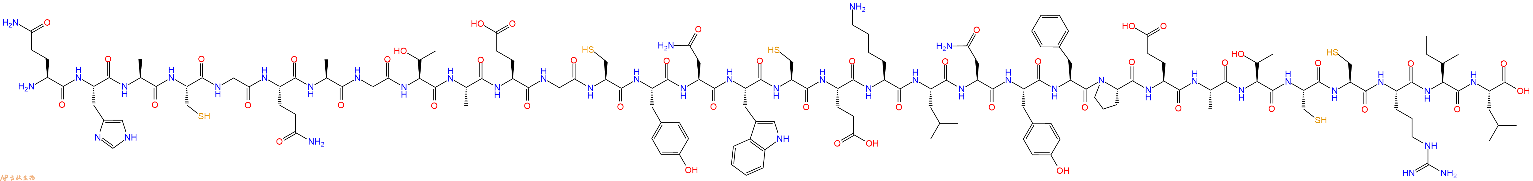 专肽生物产品H2N-Gln-His-Ala-Cys-Gly-Gln-Ala-Gly-Thr-Ala-Glu-Gly-Cys-Tyr-Asn-Trp-Cys-Glu-Lys-Leu-Asn-Tyr-Phe-Pro-Glu-Ala-Thr-Cys-Cys-Arg-Ile-Leu-OH