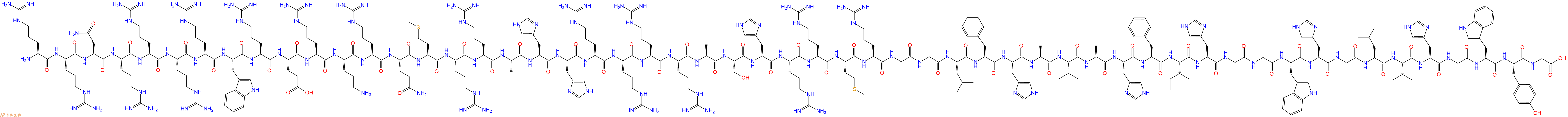 专肽生物产品H2N-Arg-Arg-Asn-Arg-Arg-Arg-Arg-Trp-Arg-Glu-Arg-Orn-Arg-Gln-Met-Arg-Arg-Ala-His-His-Arg-Arg-Arg-Arg-Ala-Ser-His-Arg-Arg-Met-Arg-Gly-Gly-Leu-Phe-His-Ala-Ile-Ala-His-Phe-Ile-His-Gly-Gly-Trp-His-Gly-Leu-Ile-His-Gly-Trp-Tyr-Gly-OH