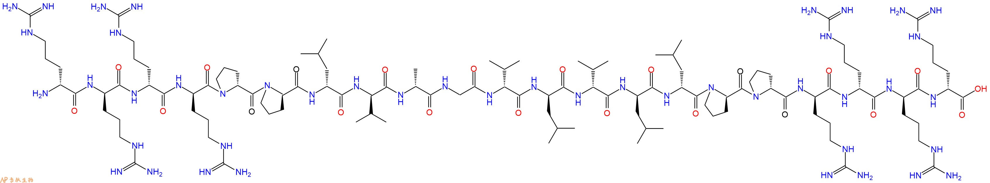 专肽生物产品H2N-DArg-DArg-DArg-DArg-DPro-DPro-DLeu-DVal-DAla-Gly-DVal-DLeu-DVal-DLeu-DLeu-DPro-DPro-DArg-DArg-DArg-DArg-OH