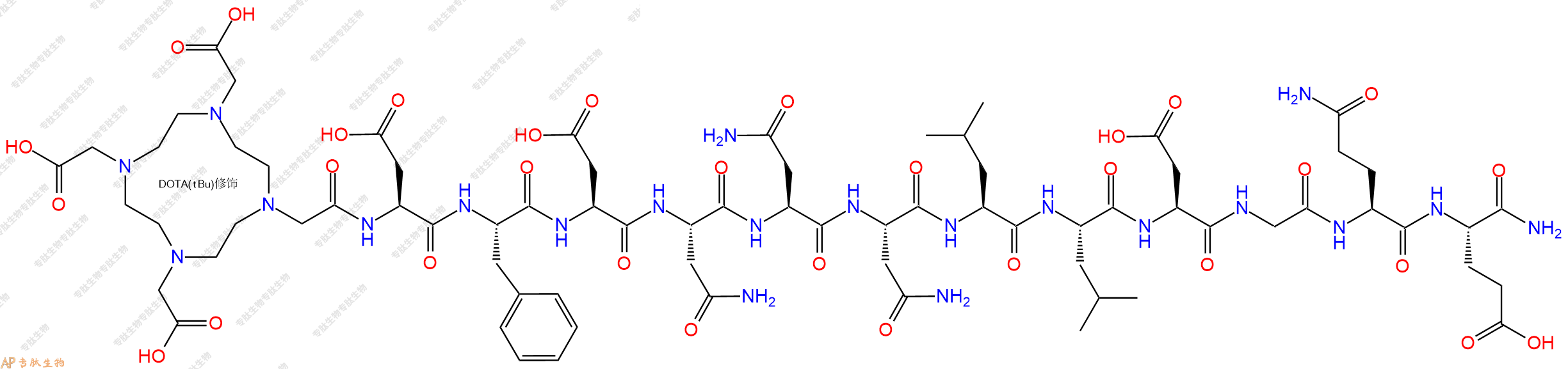 专肽生物产品DOTA-Asp-Phe-Asp-Asn-Asn-Asn-Leu-Leu-Asp-Gly-Gln-Glu-NH2