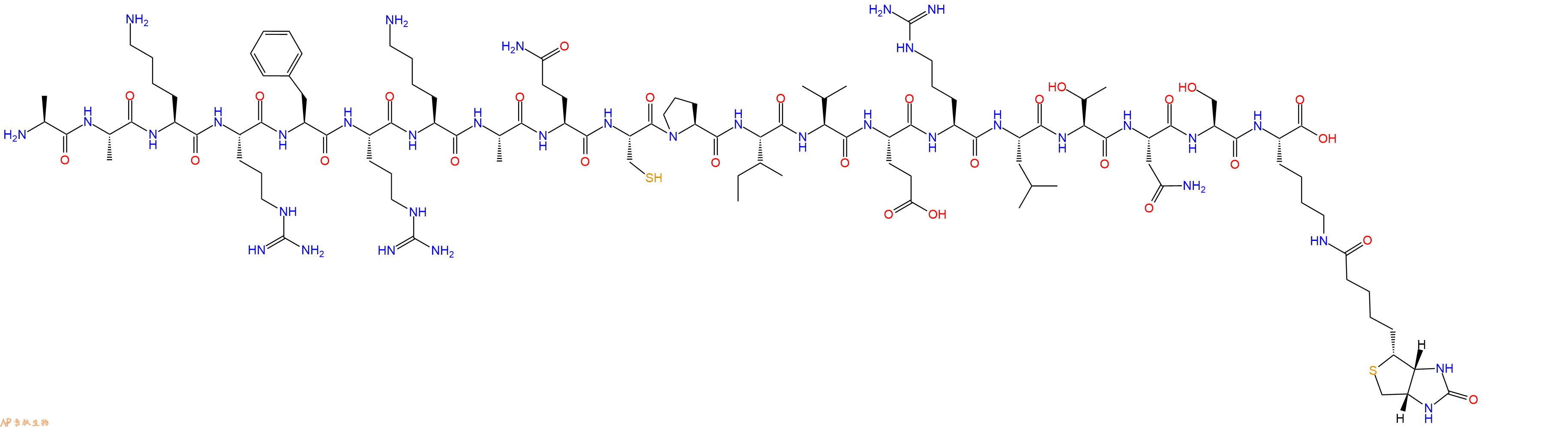 专肽生物产品H2N-Ala-Ala-Lys-Arg-Phe-Arg-Lys-Ala-Gln-Cys-Pro-Ile-Val-Glu-Arg-Leu-Thr-Asn-Ser-Lys(Biotin)-OH
