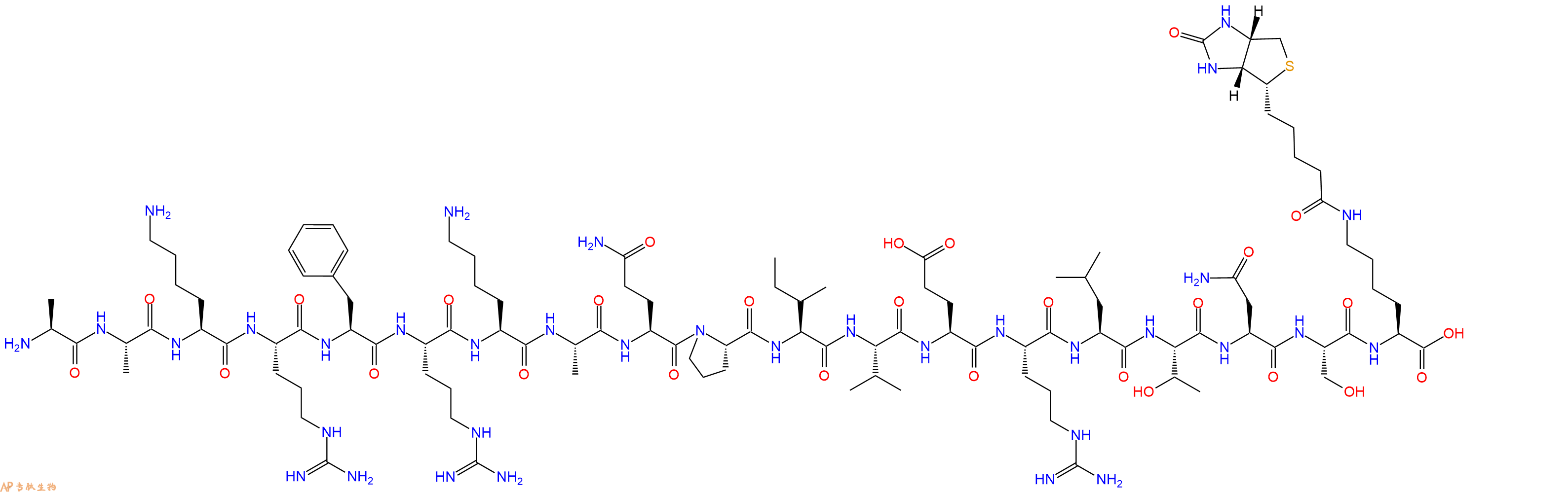 专肽生物产品H2N-Ala-Ala-Lys-Arg-Phe-Arg-Lys-Ala-Gln-Pro-Ile-Val-Glu-Arg-Leu-Thr-Asn-Ser-Lys(Biotin)-OH