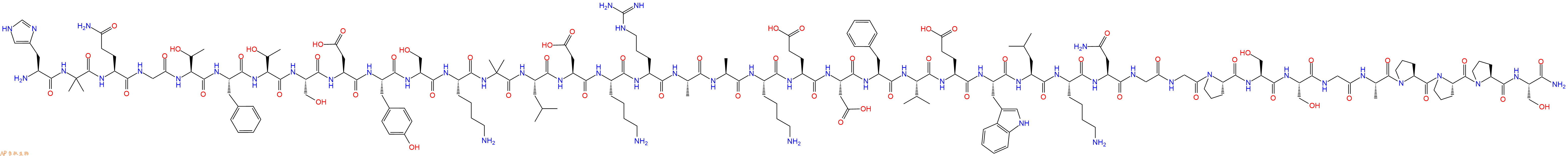 专肽生物产品H2N-His-Aib-Gln-Gly-Thr-Phe-Thr-Ser-Asp-Tyr-Ser-Lys-Aib-Leu-Asp-Lys-Arg-Ala-Ala-Lys-Glu-Asp-Phe-Val-Glu-Trp-Leu-Lys-Asn-Gly-Gly-Pro-Ser-Ser-Gly-Ala-Pro-Pro-Pro-Ser-NH2