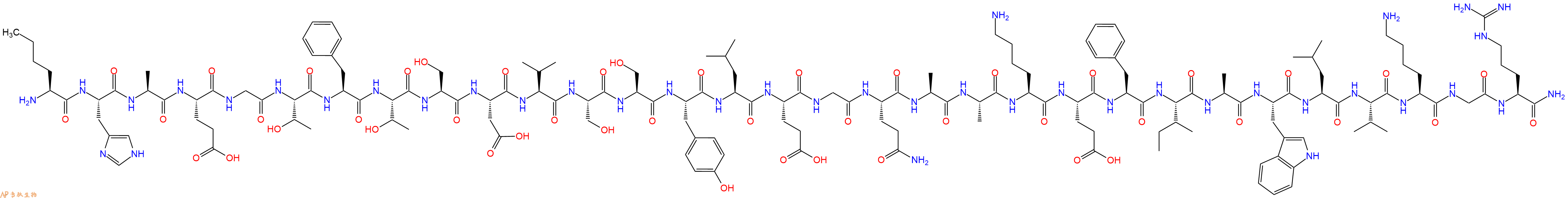 专肽生物产品H2N-Nle-His-Ala-Glu-Gly-Thr-Phe-Thr-Ser-Asp-Val-Ser-Ser-Tyr-Leu-Glu-Gly-Gln-Ala-Ala-Lys-Glu-Phe-Ile-Ala-Trp-Leu-Val-Lys-Gly-Arg-NH2