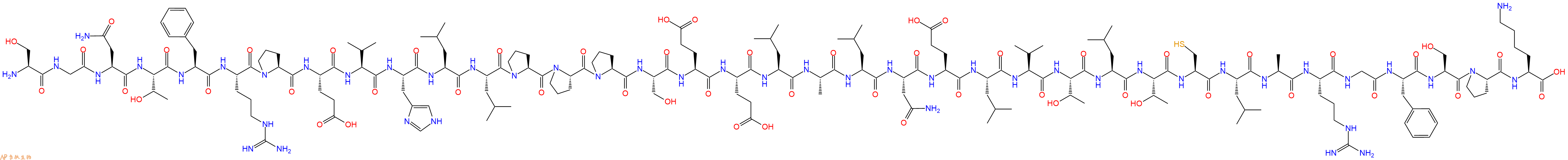 专肽生物产品H2N-Ser-Gly-Asn-Thr-Phe-Arg-Pro-Glu-Val-His-Leu-Leu-Pro-Pro-Pro-Ser-Glu-Glu-Leu-Ala-Leu-Asn-Glu-Leu-Val-Thr-Leu-Thr-Cys-Leu-Ala-Arg-Gly-Phe-Ser-Pro-Lys-OH