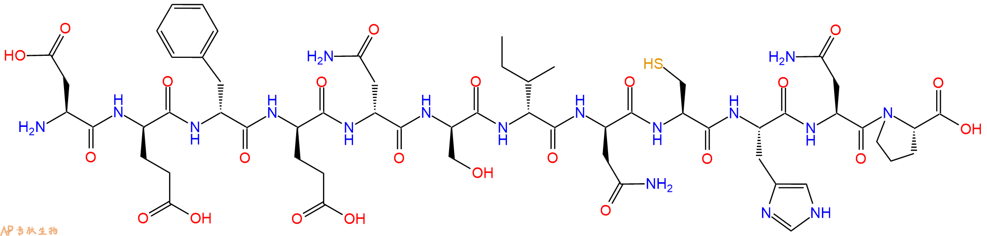 专肽生物产品H2N-Asp-DGlu-DPhe-DGlu-DAsn-DSer-DIle-DAsn-Cys-His-Asn-Pro-OH