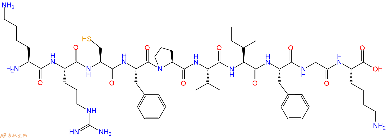 专肽生物产品H2N-Lys-Arg-Cys-Phe-Pro-Val-Ile-Phe-Gly-Lys-OH