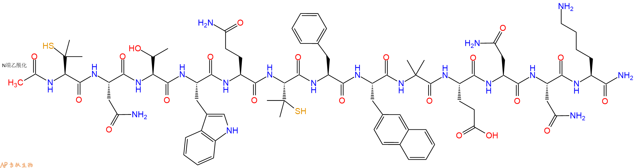 专肽生物产品Ac-Pen-Asn-Thr-Trp-Gln-Pen-Phe-2Nal-Aib-Glu-Asn-Asn-Lys-NH2