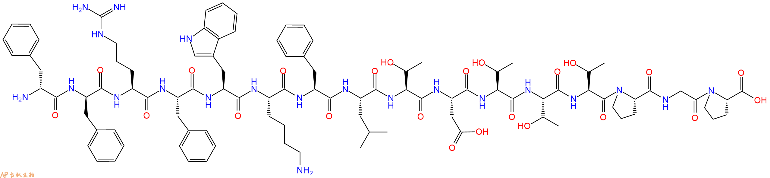 专肽生物产品H2N-DPhe-DPhe-Arg-Phe-Trp-Lys-Phe-Leu-Thr-Asp-Thr-Thr-Thr-Pro-Gly-Pro-OH