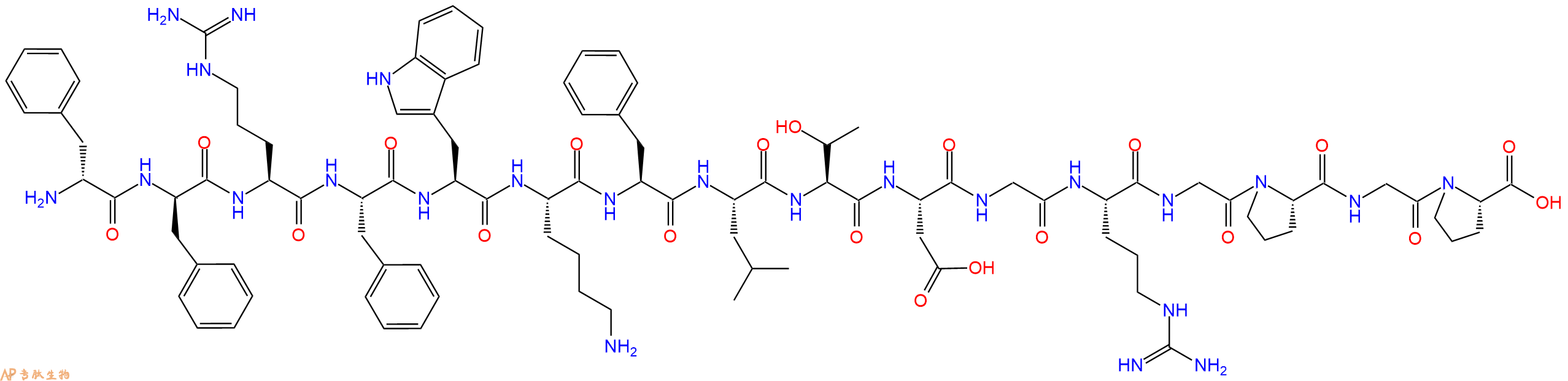 专肽生物产品H2N-DPhe-DPhe-Arg-Phe-Trp-Lys-Phe-Leu-Thr-Asp-Gly-Arg-Gly-Pro-Gly-Pro-OH