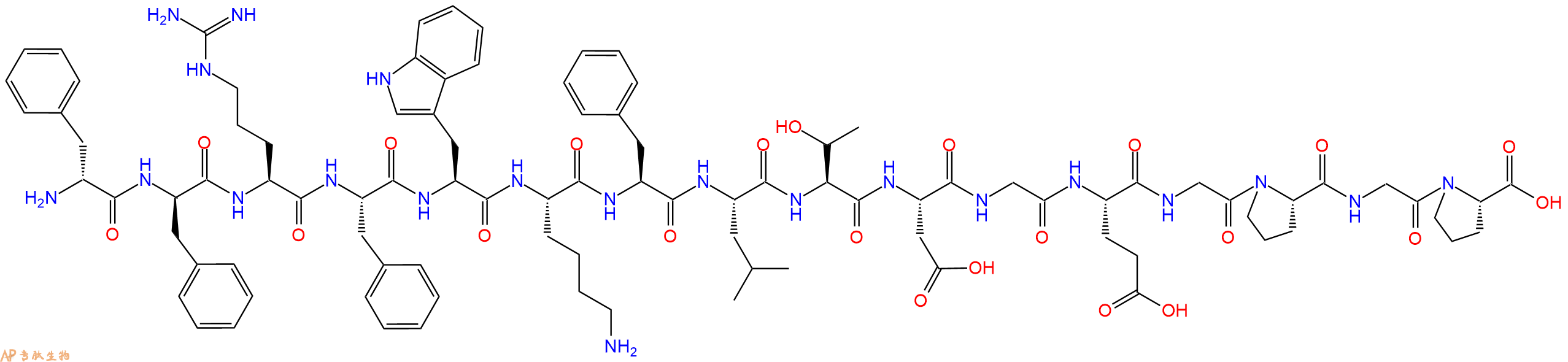 专肽生物产品H2N-DPhe-DPhe-Arg-Phe-Trp-Lys-Phe-Leu-Thr-Asp-Gly-Glu-Gly-Pro-Gly-Pro-OH