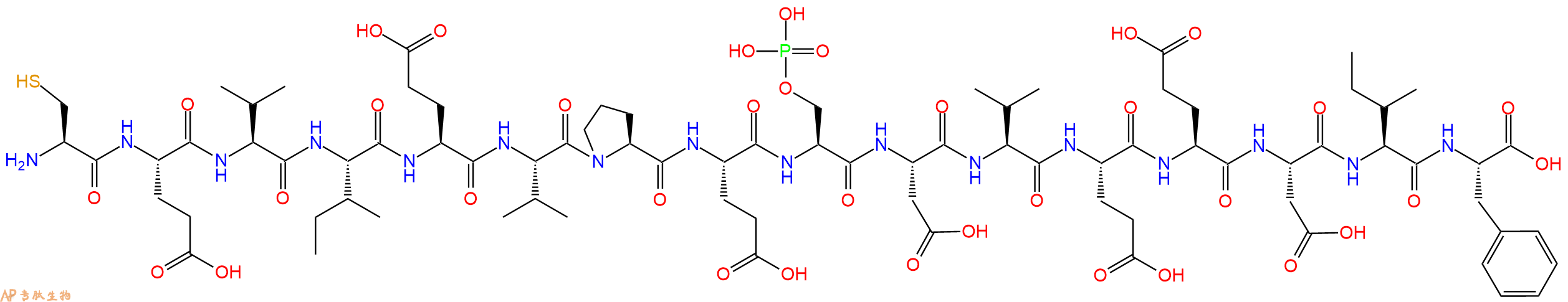 专肽生物产品H2N-Cys-Glu-Val-Ile-Glu-Val-Pro-Glu-Ser(PO3H2)-Asp-Val-Glu-Glu-Asp-Ile-Phe-OH