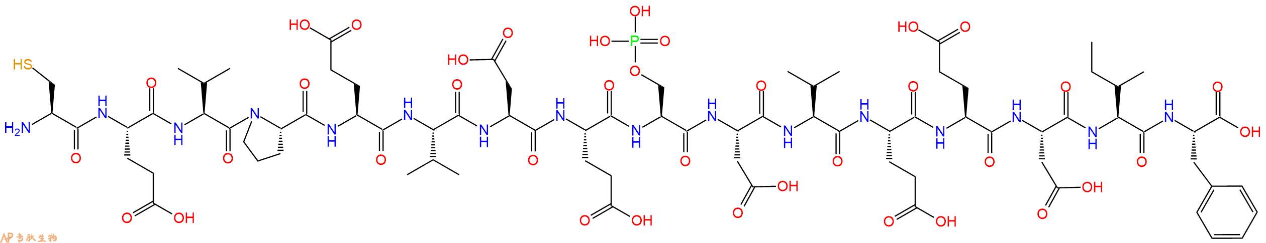 专肽生物产品H2N-Cys-Glu-Val-Pro-Glu-Val-Asp-Glu-Ser(PO3H2)-Asp-Val-Glu-Glu-Asp-Ile-Phe-OH