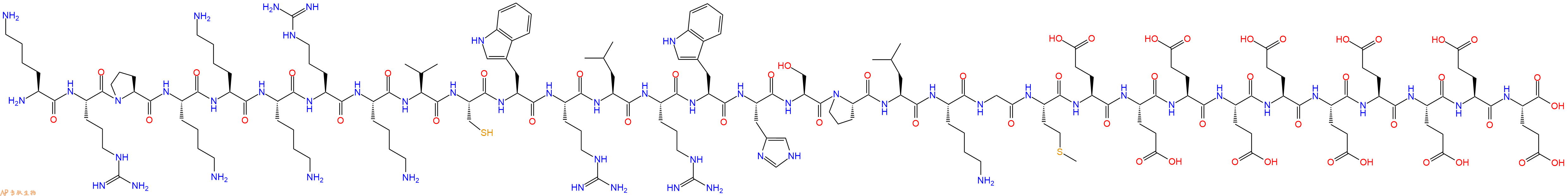 专肽生物产品H2N-Lys-Arg-Pro-Lys-Lys-Lys-Arg-Lys-Val-Cys-Trp-Arg-Leu-Arg-Trp-His-Ser-Pro-Leu-Lys-Gly-Met-Glu-Glu-Glu-Glu-Glu-Glu-Glu-Glu-Glu-Glu-OH