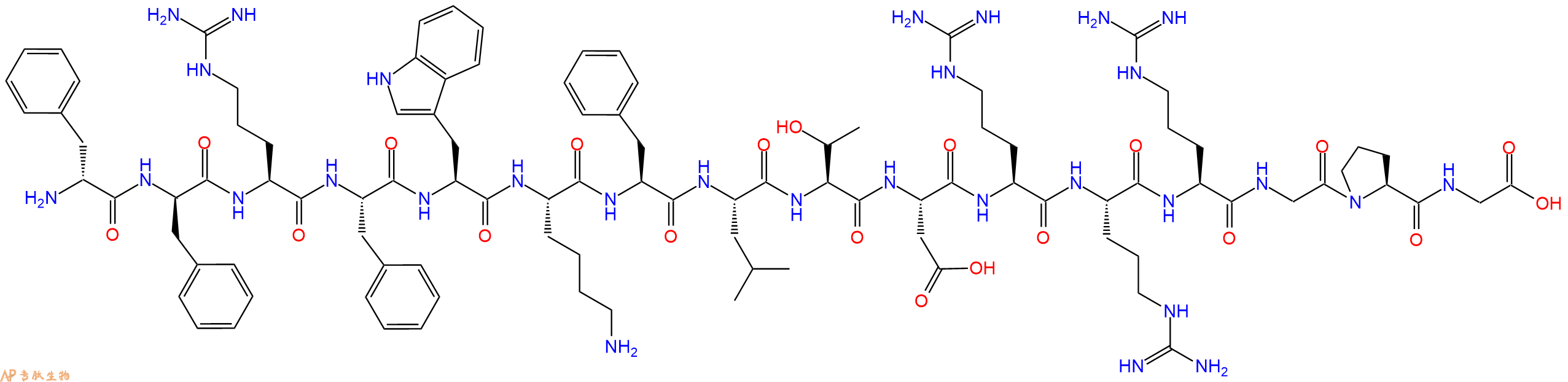 专肽生物产品H2N-DPhe-DPhe-Arg-Phe-Trp-Lys-Phe-Leu-Thr-Asp-Arg-Arg-Arg-Gly-Pro-Gly-OH