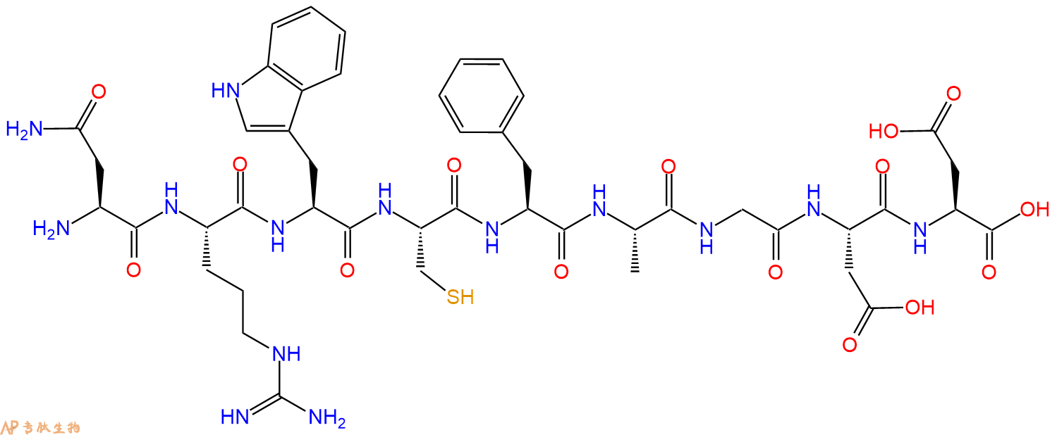 专肽生物产品H2N-Asn-Arg-Trp-Cys-Phe-Ala-Gly-Asp-Asp-OH