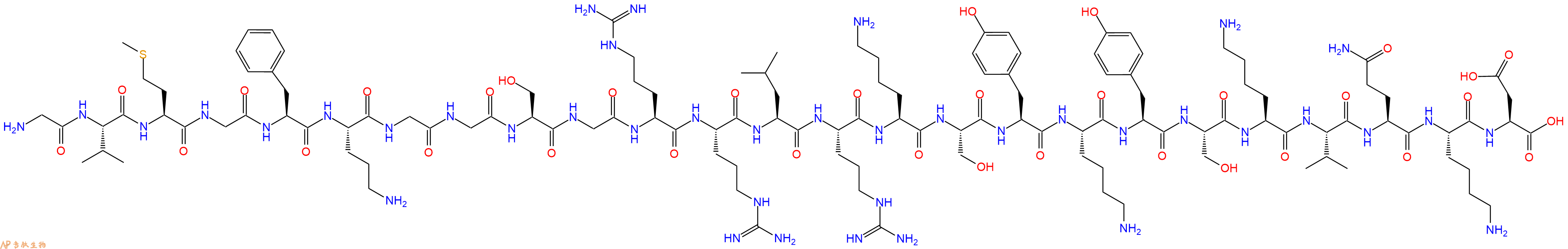 专肽生物产品H2N-Gly-Val-Met-Gly-Phe-Orn-Gly-Gly-Ser-Gly-Arg-Arg-Leu-Arg-Lys-Ser-Tyr-Lys-Tyr-Ser-Lys-Val-Gln-Lys-Asp-OH