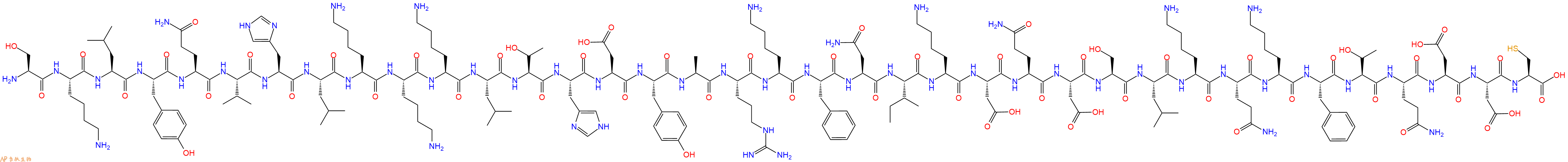 专肽生物产品H2N-Ser-Lys-Leu-Tyr-Gln-Val-His-Leu-Lys-Lys-Lys-Leu-Thr-His-Asp-Tyr-Ala-Arg-Lys-Phe-Asn-Ile-Lys-Asp-Gln-Asp-Ser-Leu-Lys-Gln-Lys-Phe-Thr-Gln-Asp-Asp-Cys-OH