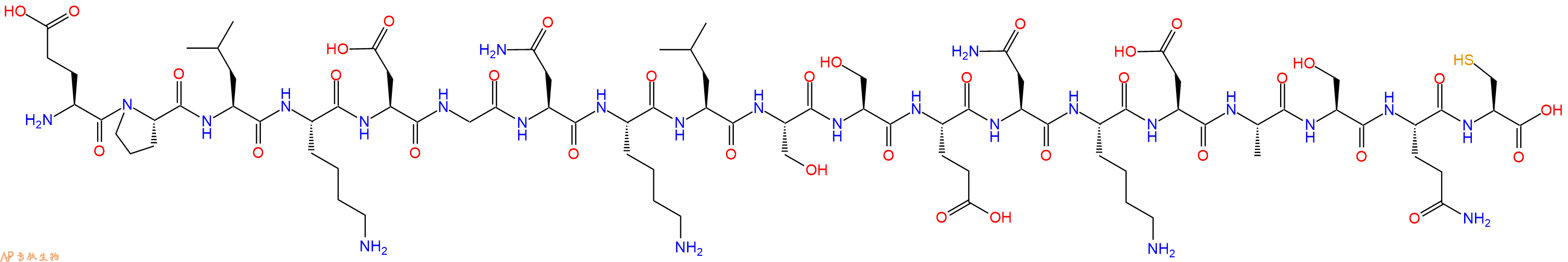 专肽生物产品H2N-Glu-Pro-Leu-Lys-Asp-Gly-Asn-Lys-Leu-Ser-Ser-Glu-Asn-Lys-Asp-Ala-Ser-Gln-Cys-OH