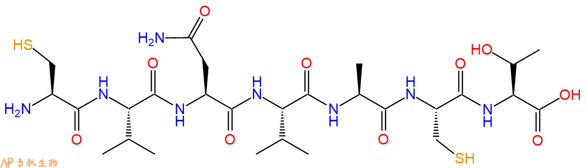 专肽生物产品H2N-Cys-Val-Asn-Val-Ala-Cys-Thr-OH
