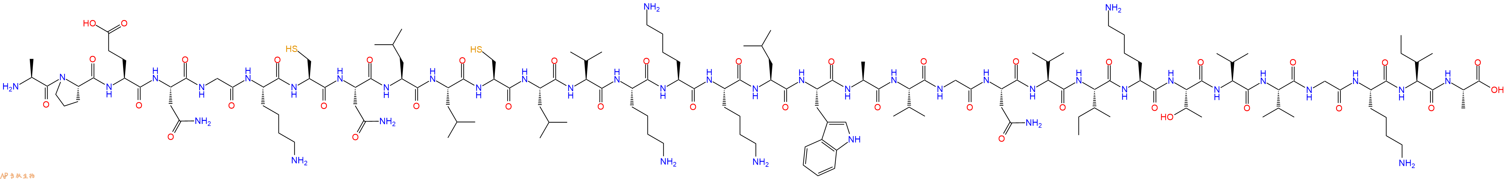 专肽生物产品H2N-Ala-Pro-Glu-Asn-Gly-Lys-Cys-Asn-Leu-Leu-Cys-Leu-Val-Lys-Lys-Lys-Leu-Trp-Ala-Val-Gly-Asn-Val-Ile-Lys-Thr-Val-Val-Gly-Lys-Ile-Ala-OH